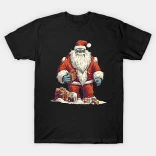 Santa Sasquatch Checking Christmas List Checklist T-Shirt